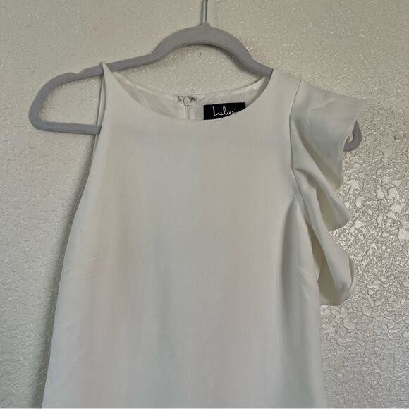 Lulus Dinah White One-Shoulder Ruffle Sleeve Dress Size Small EUC - Picture 6 of 12